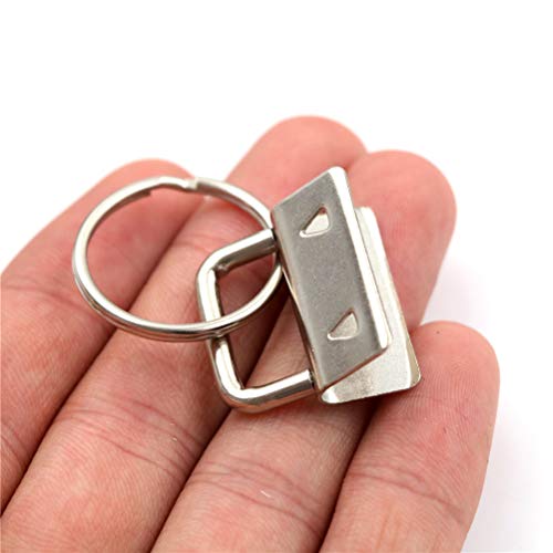 45Pcs 1 inch Silver Key Fob Hardware Kits 1” Metal Keyfobs Hardware Bulk for Keychains Fob Wristlet Hardware with Key Ring for Lanyard