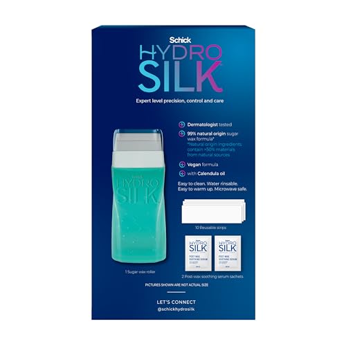 Schick Hydro Silk Sugar Wax Roller for Body + Pubic Hair Removal | Roll On Wax Kit for Body and Bikini Line Hair Removal
