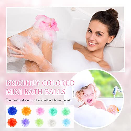 72 Pack Bath Loofah Bulk Sponge Mesh Shower Ball Mini Loofah Travel Size Body Scrubber Exfoliator Shower Bath Pouf Assorted Colors for Kids Women Men Wash Bathroom