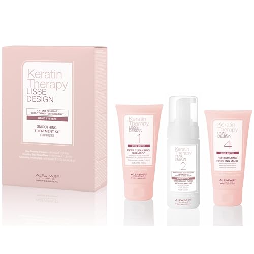 Alfaparf Milano Home Keratin Hair Treatment - Lisse Design Express Brazilian Hair Straightening and Smoothing - Formaldehyde Free - Sulfate Free