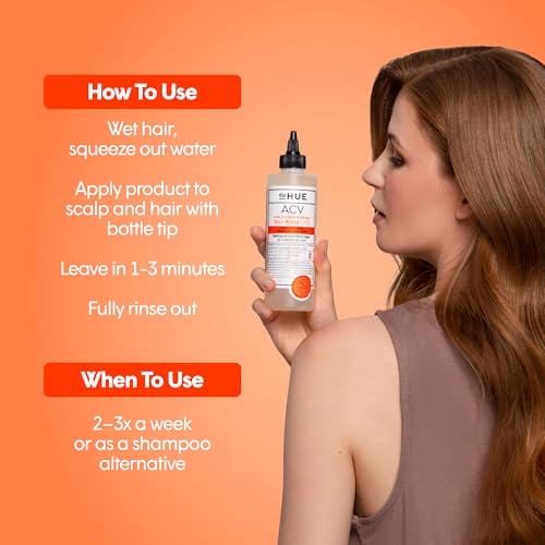 dpHUE Apple Cider Vinegar Hair Rinse Lite, 8.5 oz - Shampoo Alternative, Scalp Cleanser & Post Workout Rinse - Won’t Weigh Fine Hair Down - Removes Buildup & Sweat