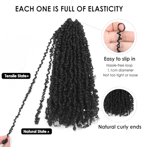 Yanky Twist Crochet Hair - (8+10+12inch)*3,Total 9 packs,Natural Black,Pre-Looped Yankee Twist Mini Passion Twist,Pre-Twisted Micro Spring Twist,Boho Senegalese Twist Crochet Hair with Curly Ends(1B#)