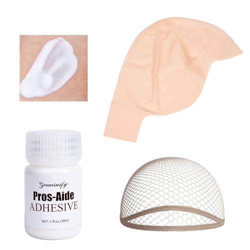 Latex Bald Cap SFX Makeup Kit,Bald Wig Cap with Skin Water-Based Acrylic Adhesive(Bonding Skin Glue) for Men Adult,Bald Caps Perfect for Halloween Costumes, Cosplay, and Theater