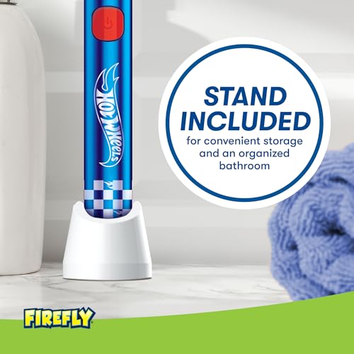 Firefly Slim Sonic Hot Wheels Toothbrush with USB Charging and Antibacterial Cover, Ages 3+, 1 Count