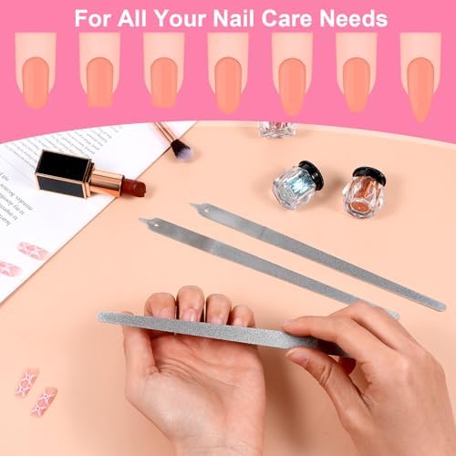 4 Pcs Diamond Deb Nail File Metal Nail File with Sharp Pointed Tip, Stainless Steel Nail Filer Metal Nail Files for Natural Nails Double Sided Manicure Pedicure Toenails Tools for Salon Home (Large)