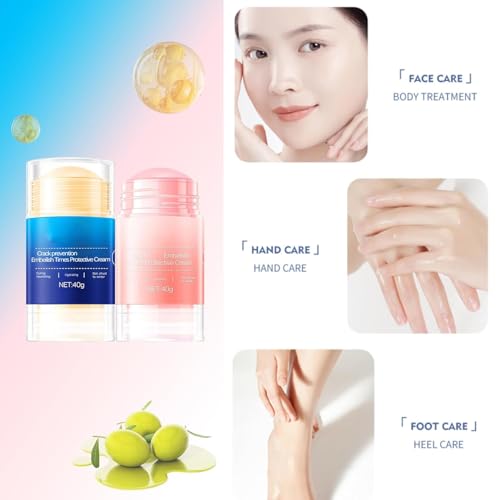 Equrhsa Foot Care Cream Cracked Feet, Equrhsa Crack Feet Prevention Stick, Hydrating Foot Balm Stick for Dry Cracked Feets, Equersha FootBalm (2pcs-blue+pink, 40g/pc)