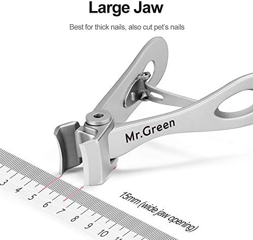 MR.GREEN Nail Clippers, Ultra Wide Jaw Opening Toenail Clipper for Thick Nails Heavy Duty Stainless Steel Fingernail Clippers for Seniors (Mr-1224plus)