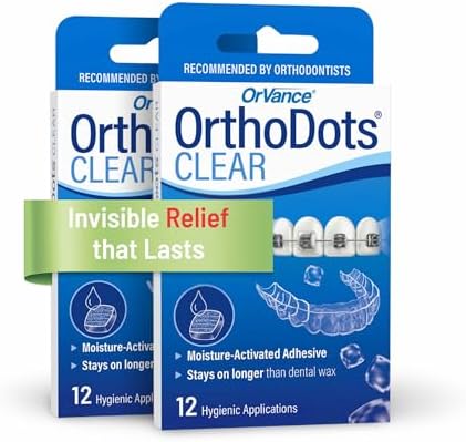 OrthoDots CLEAR – Moisture Activated Braces Wax Alternative for Pain Caused by Braces, Clear Aligner Trays, and Other Orthodontic Appliances. OrthoDots Stick Better and Stay on Longer than Dental Wax.