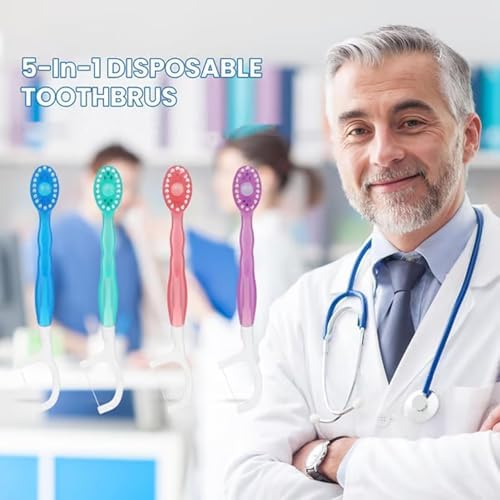 5 in 1 Mini Brush, Toothpaste and Floss, 26 Packs Disposable Toothbrushes with Toothpaste, Mini Toothbrushes Individually Wrapped Box, Oral Care On The Go Prepasted Travel Toothbrush