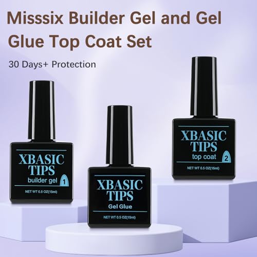 Misssix French Tip Press On Nails, 160Pcs French Gel Nail Tips, Short Square Soft Gel Fake Nails, X-BASIC Tips Starter Kit for Nail Art DIY 16 Sizes