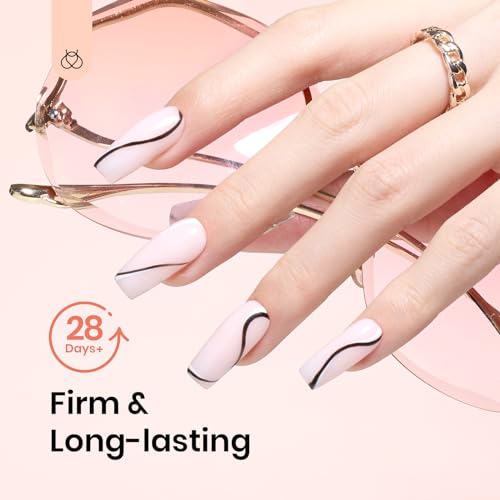 Beetles Poly Extension Gel Nail Kit, 4 Colors Nude Pink Neutral With Base Top Coat Manicure Enhancement All In One Poly Nail Gel Kit