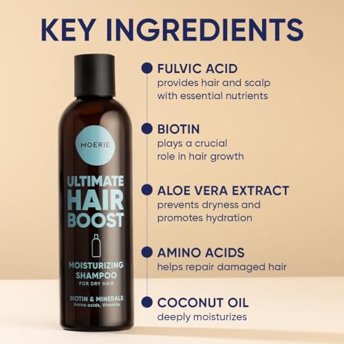 Moerie Ultimate Hair Growth Shampoo – For Longer, Thicker, Fuller Hair - Vegan Friendly Volumizing Hair Products – Paraben & Silicone Free – All Hair Types – Reverse Hair Loss – Moisturizing