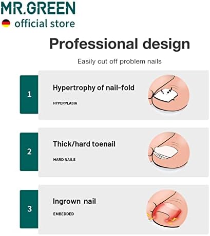 MR.GREEN Toenail Clippers Stainless Steel Ingrown Nail Cutter Thick and Hard Nails Pedicure Manicure Tools (Green+Nail Remover)