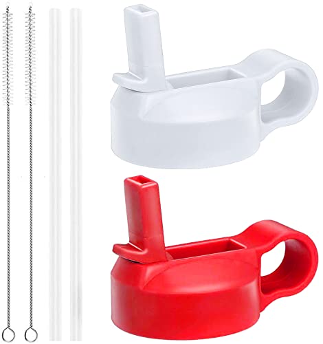 The Mass Wide Mouth Straw Lid Compatibility Most Sports Water Bottle (White & Lava)