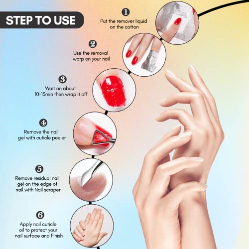 Makartt Nail Polish Nail Gel Remover - Soak Off Gel Nail Polish Remover Foil Wraps 200pcs with Larger Cotton Pad 1 pcs Cuticle Pusher Valentine's Day Gift, R-01