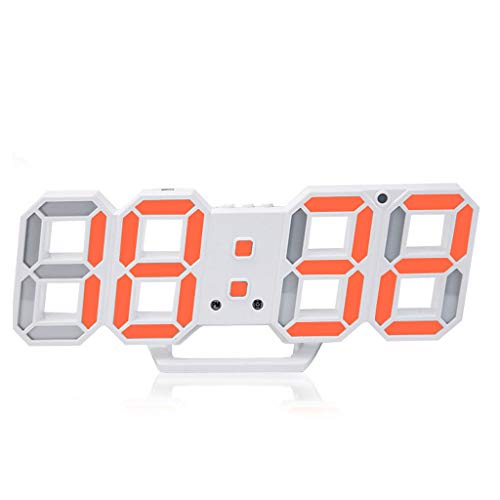 zxb-shop Indoor Bracket Clock Alarm Clock LED Digital Display Energy Saving Timing with USB Charger Side Simple Living Room Bedroom Alarm Clock Orange for Home Office Bedroom