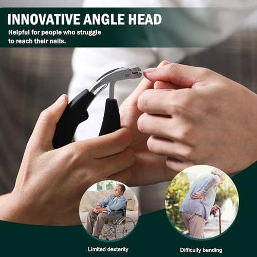 FVION Innovative Angled Head Toenail Clippers, Professional Ingrown Toe Nail Clippers for Thick Nails Seniors, Slanted Nail Clippers with Catcher, Pedicure Toenail Cutters Toenail Scissors