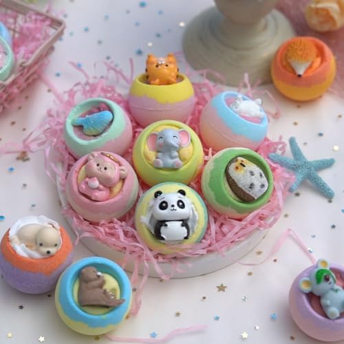 Bath Bombs for Kids with Surprise Inside,12-Pack Natural Organic Kids Bath Bombs with Endangered Animals Toys, Fun & Educational Gift, Ideal Birthday,Christmas,Children's Day Gifts kit