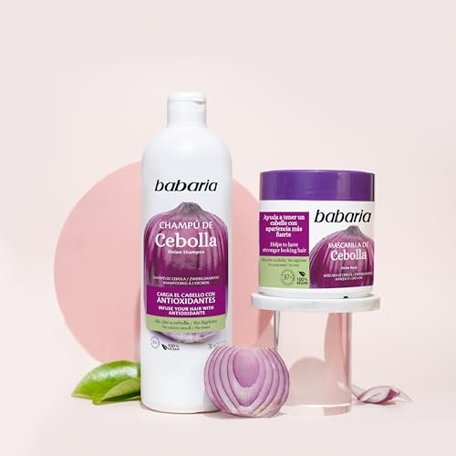 Babaria Onion Shampoo - No Smell, No Tears - Purifying and Antioxidant Properties - Improves Hair Growth - Increase Hydration and Shine - Reduce Itchy Scalp, Dandruff, and Frizz - 23.66 oz