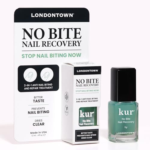 LONDONTOWN No Bite Nail Recovery - Nail Biting Thumb Sucking Deterrent - Bitter Non Toxic Nail Polish Treatment for Kids Adults - Fortified Strengthener and Growth Care Formula .40fl oz