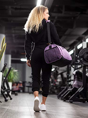 Fitgriff® Gym Bag V1 for Men & Women with Shoe & Wet Compartment - Duffle Bag for Travel, Sports, Fitness & Workout (Purple, 19 x 10 x 10″ (Small))