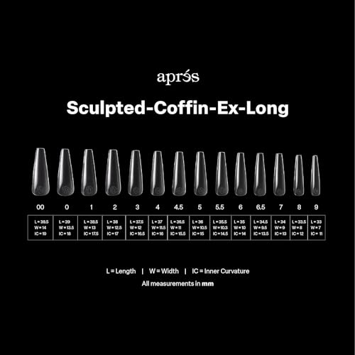 Apres Gel-X® Sculpted Coffin Extra Long Nail Tips | Premium Quality, 14 Sizes 00-9 | Half-sizes Included (Clear, 168)…