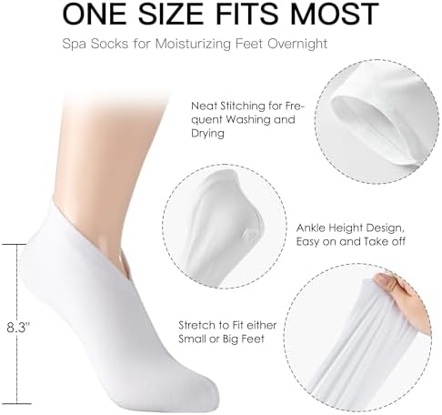 12 Pairs Cotton Moisturizing Gloves and Socks Set (1 Washing Bag Included), Dry Hands Feet Overnight Lotion SPA Treatment, Eczema Skin Friendly, Breathable and Soft Glove Liners for Summer