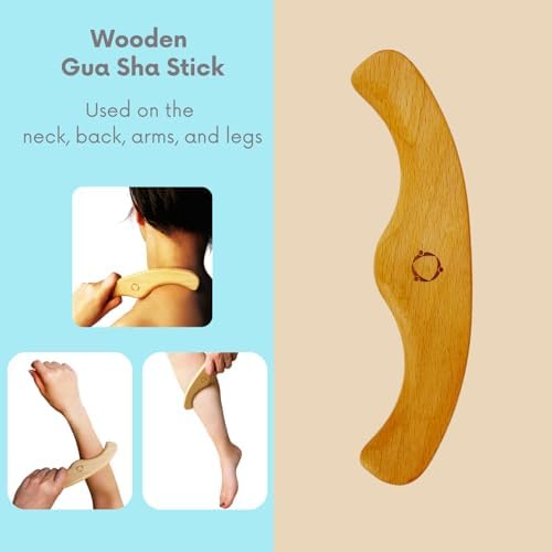 Dry Brushing Body Brush for Lymphatic Drainage-Vegan Dry Brush with Contoured Non-Slip Handle +Wood Therapy Massage Tools. Maderoterapia Kit, Gua Sha, Anti-Cellulite, Body Sculpting, Sensitive Skin