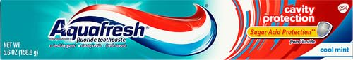 Aquafresh Cavity Protection Fluoride Toothpaste, Cool Mint, 5.6 Ounce (Pack of 3)