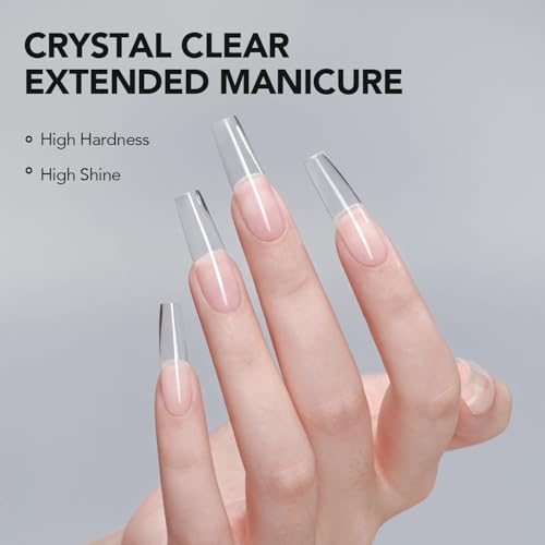 GAOY 60g Nail Extension Hard Gel, Clear Builder Gel, Long Lasting UV Nail Strengthener with Forms, Base Coat Top Coat Needed