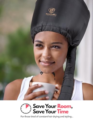 BEAUT'E SEOUL Bonnet Hair Dryer Attachment – Large Soft Hood for Handheld Blow Dryers, Deep Conditioning Cap for Natural Curly Hair, Quick Drying & Hair Treatment