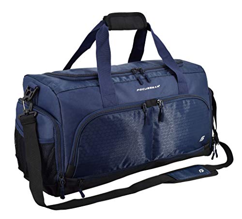Ultimate Gym Bag 2.0: The Durable Crowdsource Designed Duffel Bag with 10 Optimal Compartments Including Water Resistant Pouch, Blue, Medium (20")
