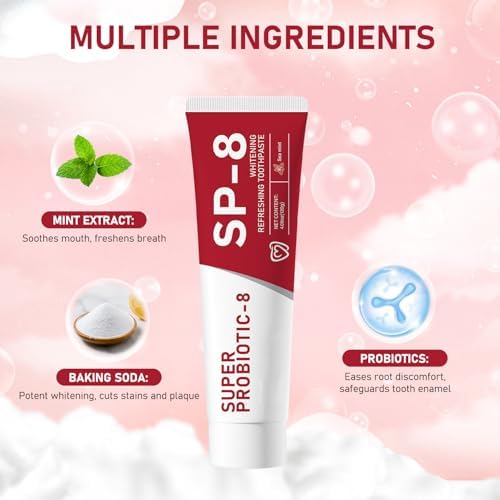 2pcs Sp-8 Probiotics Whitening Toothpaste Upgraded, New Version Fluoride-Free & Probiotic-Infused Formula, Ultra Fresh Mint for Deep Cleaning, Gum Care & Lasting Breath Fresh