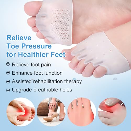 4 Pairs Hyggaer Toe SeparatSilicone Toe Separators for Women and Men, Gel Toe Spacers Bunion Corrector and Toe Straightener for Overlapping Toes and Hallux Valgus Relief, Soft Breathable Toe Spreaders