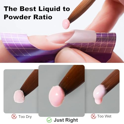 Acrylic Nail Kit with liquid Monomer,6colors Acrylic powder,UV Lamp for Beginners with Everything Nail Supplies（White）
