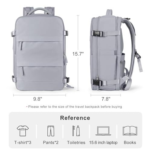 coofay Travel Backpack Carry On Flight Approved For Women Men Personal Item Backpack Carry On Bags For Airplanes Backpack For Travel With Shoe Compartment Grey