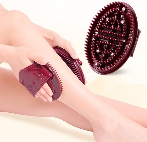 2Pcs Meridian Massage Brush, Handheld Massage Brush for Belly, Beauty Professional Full Body Relaxation Massager Brushs Tools, Full Body SPA Meridian Pressure Brushes with Essential Oils (Brown)