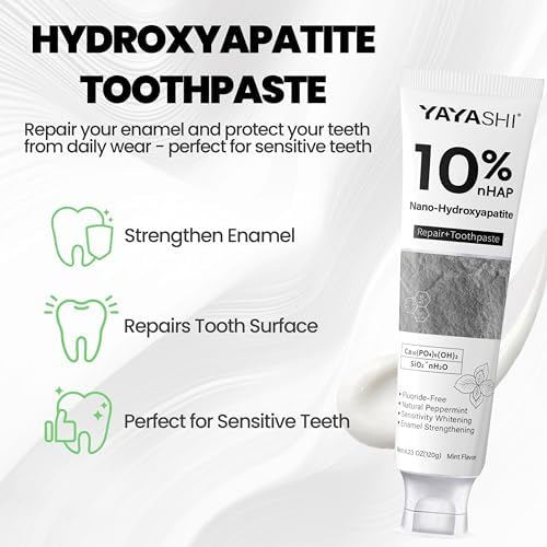 Nano-Hydroxyapatite Toothpaste – 10%-Hydroxyapatite -Appropriate for Sensitive Teeth, Whitening | Fluoride-Free, Mint Flavor, for Adult, Kids Oral Care