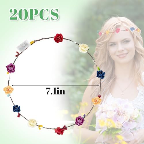 20 Pcs LED Light Up Headband for Women Wedding Beach Party Birthday Cosplay Gifts