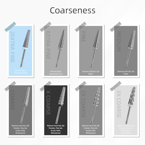 24mm Super Long 5 in 1 Nail Drill Bits, Cross Tapered Carbide Bit, 3/32" Two-way Rotate for Both Hand, Remove Acrylic Nails/Gel, Electric File Tool Drills Manicure Accessories (2XF)