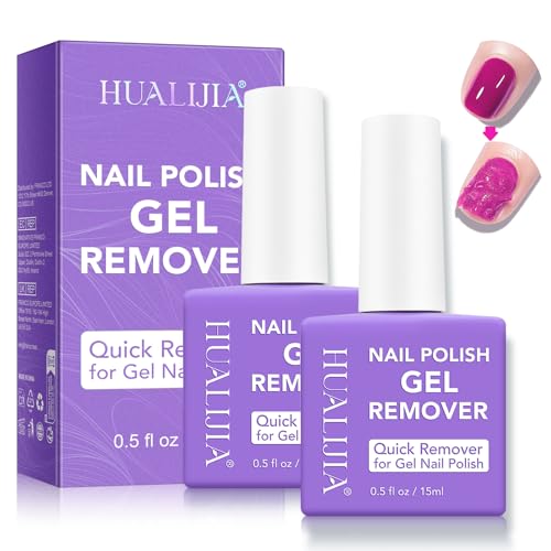 Gel Nail Polish Remover, 2 Pack Gel Polish Remover for Nails - Quickily and Easily Removes Gel Nail Polish at Home in 2-5 Mins - No Need for Foil, Soaking or Wrapping, 0.5 fl oz