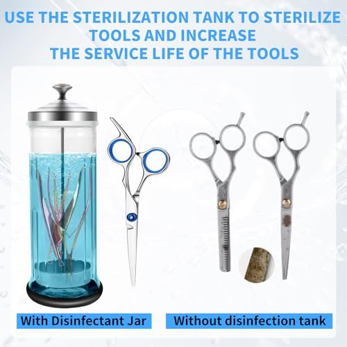 53 Oz Barbicide Disinfectant Jar with anti-slip pad, Disinfectant Jar Large for Nail Tools, Barber Shop&Spa Implements Barbicide Containers with Removable Straining Tray(1500ml)