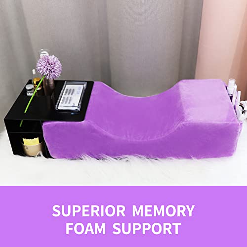 Beauty Salon Eyelash Extension Neck Pillow - Comfortable Velvet Beauty Memory Foam Pillow,to Protect The Neck When Used for Lash Extension Grafting Make Up (Purple)