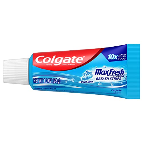 Colgate Max Fresh Travel Size Toothpaste with Mini Breath Strips, Cool Mint - 24 Pack