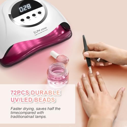 320W UV LED Nail Lamp, Professional Nail Dryer Gel Polish Light with 72 Beads, UV Nail Light with 4 Timer Settings, Nail Polish Curing Gel LED Dryer with Automatic Sensor, LCD Display