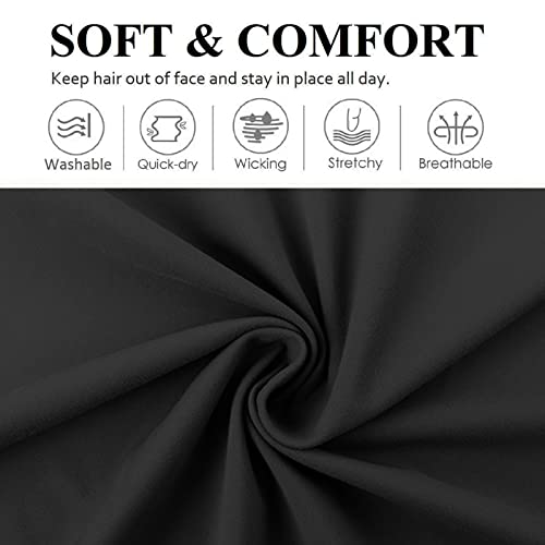 Huachi Black Buttery Soft Headbands - Athletic Hair Bands for Women's Workout, Yoga, and Exercise