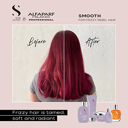 Alfaparf Milano Semi di Lino Smooth Smoothing Cream for Frizzy and Rebel Hair - Controls Frizz - Protects from Heat and Humidity - Straightens and Hydrates Unruly Hair, 4.23 fl. oz.