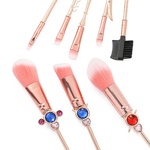 Anime Moon Makeup Brushes, Pink Magic Wand Metal Handle, Professional Eye/Face/Lip Makeup Brushes Tool Sets & Kits Cosplay, Valentine/Halloween/Christmas Gifts