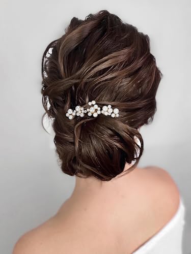 SWEETV 9 Pieces Bride Hair Accessories Pearl Wedding Hair Pins Leaf Bridal Hair Piece Vintage Hair Headpiece Leaf Hair Clips Jewelry for Women Bridesmaids Brides Flower Girls