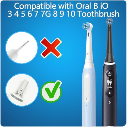 8 Pack Replacement Heads Compatible with Oral B iO Toothbrushes, Brush Heads for Oral-B iO 2/3/4/5/6/7/8/9/10/7G Series, with Covers, Black+White
